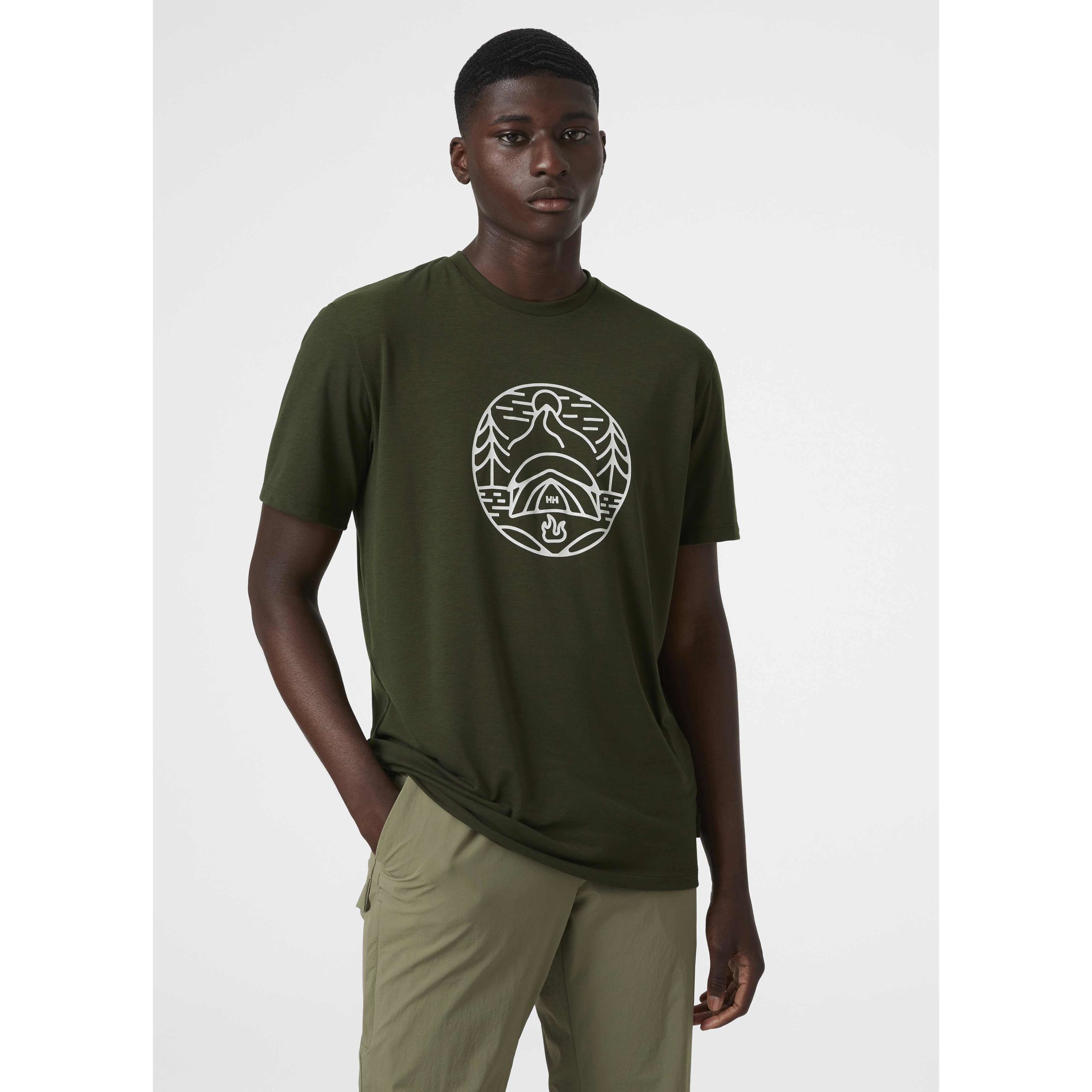 Camiseta de montaña Helly Hansen Skog Recycled Graphi Hombre Verde